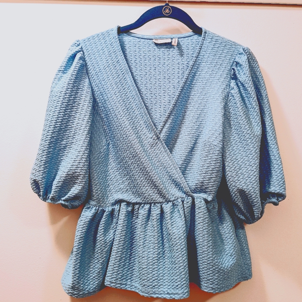 Light Blue Peplum Top